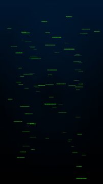 Binary Code Data Tunnel Background with Moving Green Numbers
