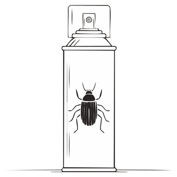 Pesticide Spray Can Silhouette With Insect Inside Pest Control Product Vector Illustration
