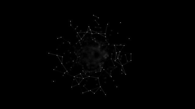 Slow zoom animation of a connected data network tunnel 4K technology concept