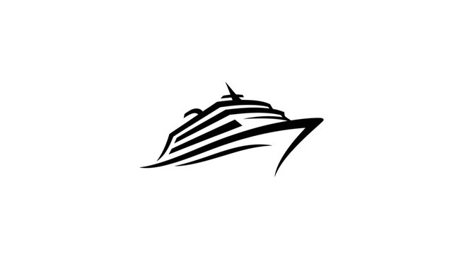 Modern Cruise Ship Silhouette Icon, Abstract Voyage Symbol