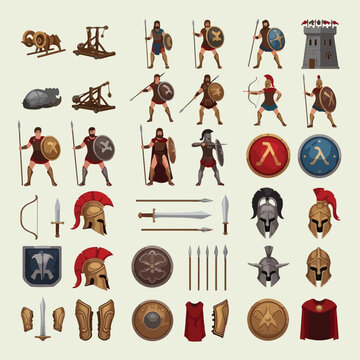 Ancient Greek Warriors and Shields.
