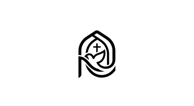 Dove and Cross Logo - Religious Symbol of Peace and Faith