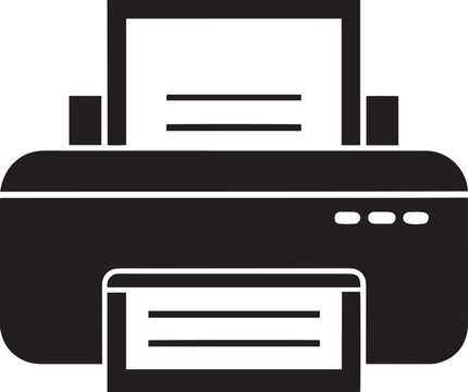 Printer silhouette set &ndash; office printer vector icon black and white print machine illustration .