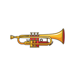 Fototapeta premium Flat vector illustration of a golden trumpet