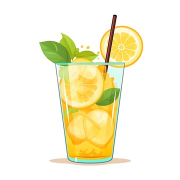 Cheerful lemonade glass cartoon illustration