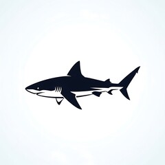 Fototapeta premium Black silhouette of a shark swimming.