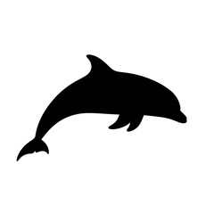 Obraz premium Black silhouette of a dolphin swimming.