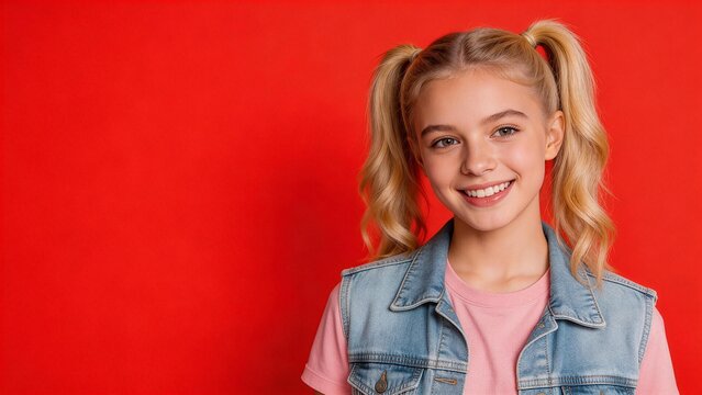 Young girl with pigtails smiling