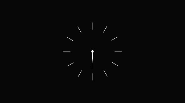 Clock spinning, watch animation on transparent background with alpha channel. Clock icon flat style 24 hours day fast speed with moving timer clock rotation