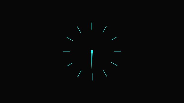 Clock spinning, watch animation on transparent background with alpha channel. Clock icon flat style 24 hours day fast speed with moving timer clock rotation