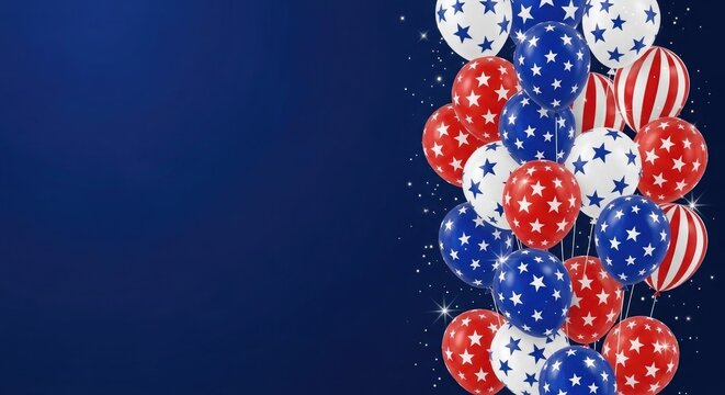Patriotic celebration a column of red white and blue balloons