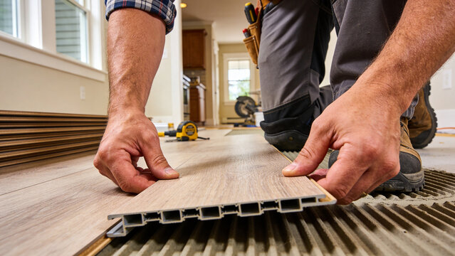 Vinyl Plank Flooring Click Lock Installation in Living Room