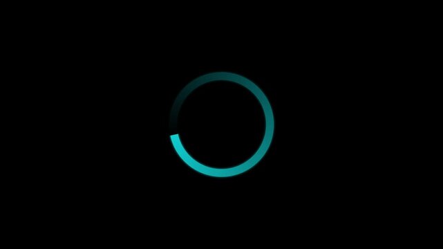 Animation of a loading spinning load wheel. Waiting for download. White circle on a black isolated background