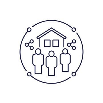 communal living and cohousing icon in line design