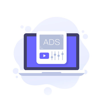 programmatic advertising icon with laptop, digital marketing concept
