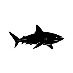 Fototapeta premium Black silhouette of a shark swimming.