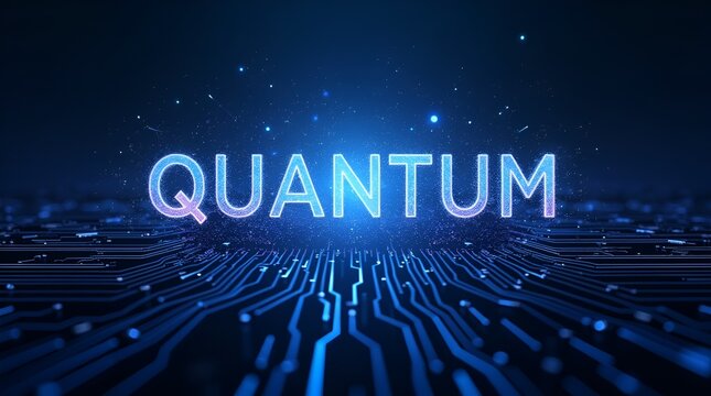 Blue neon circuit board with expanding quantum explosion, layered wave effects, high-detail tech background