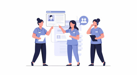 Obraz premium Human Resources Team Managing Employee Profiles and Recruitment Process.
