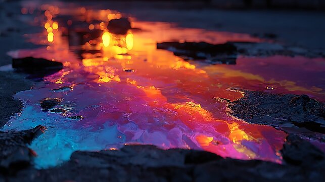 Artistic shot of rainbow-colored ice glistening with sparkling lights and shimmering reflections images illustration