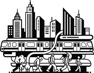 Naklejka premium city life, public transport, urban