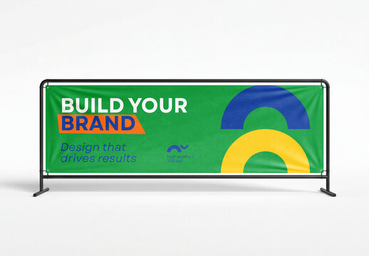 Outdoor Advertising Event Banner Mockup with Metal Frame