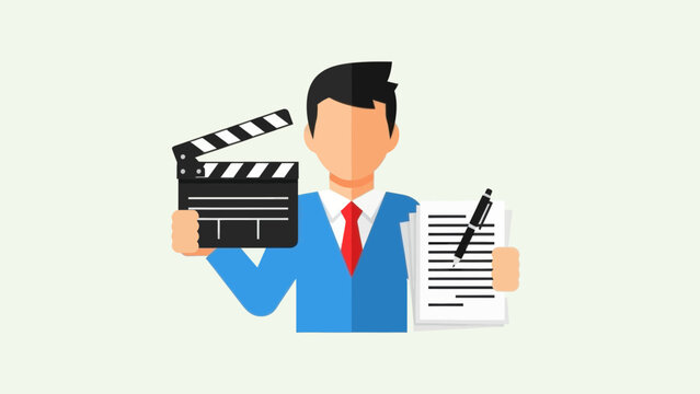 Filmmaker Holding Clapperboard and Script
