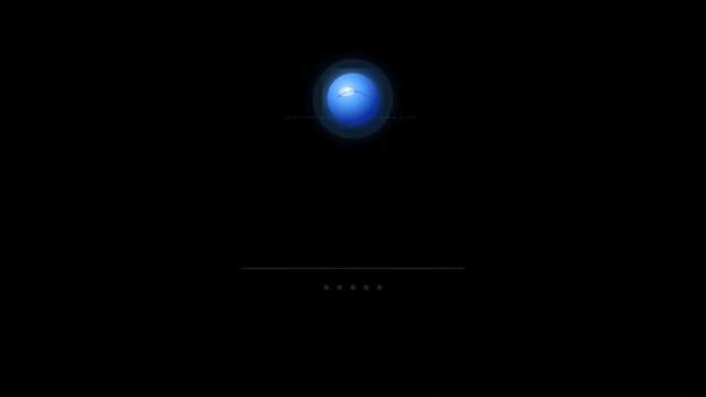 Blue sphere hovers above a subtle gray line, ideal for abstract concepts, technology, innovation, creativity, and futuristic designs. ProRes 4444 Alpha Channel