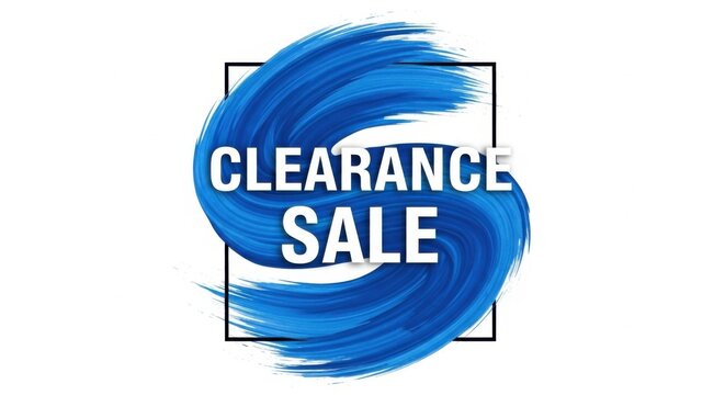 Abstract Clearance Sale Design with Blue Paint Stroke