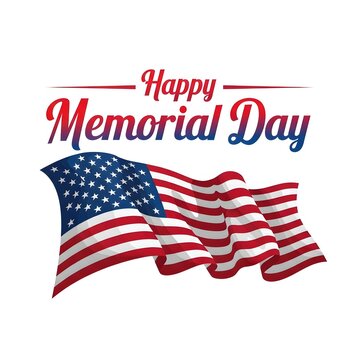Happy memorial day with an american flag folded into a triangle shape