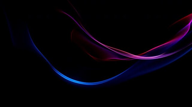 Abstract Colorful Glowing Wave on Black Background, Fluid Light Streaks Motion Animation with Alpha Channel, Seamless Loop 4K resolution