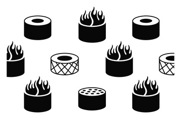 Black and White Sushi with Flames and Patterns © Khalek