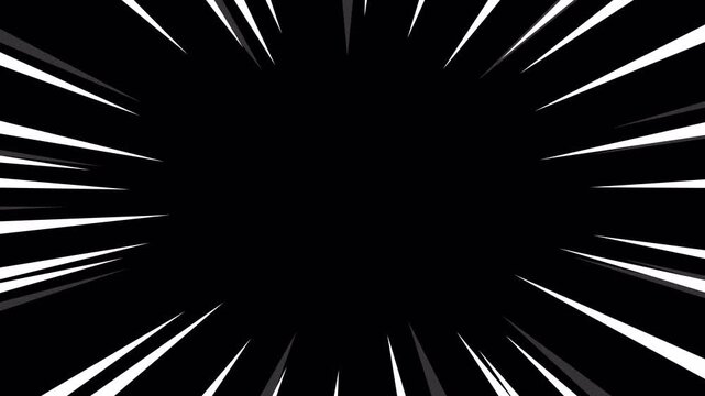 Anime Comic Speed Line Animation. Moving Zoom Speed Line on Alpha Channel