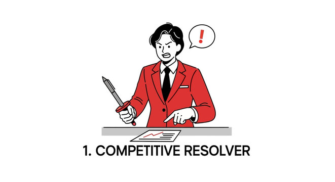 Competitive resolver businessman cutting graph with knife