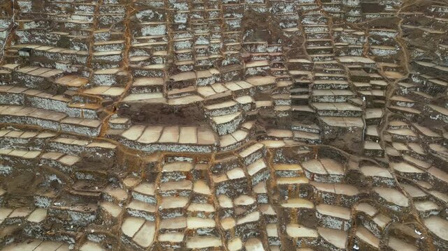Maras salt terraces in the Sacred Valley near Cusco Peru
