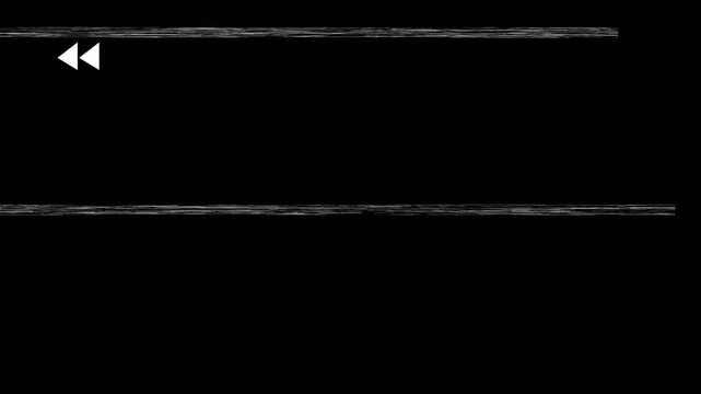 Retro VHS rewind screen with REWIND icon Noise Distortion, Overlay Effect, overlay footage, alpha channel. 4K Video