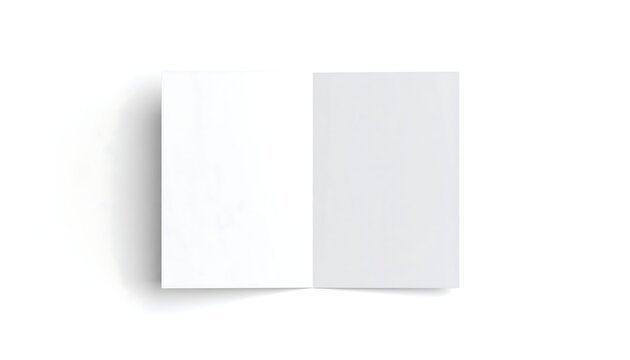 Blank, open brochure, showing two facing pages of white paper