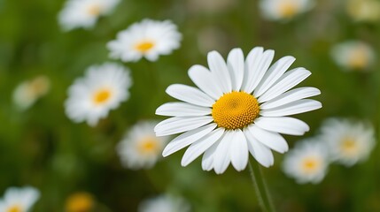 Fototapeta premium Generative Ai depicting a vibrant field of blooming daisies in soft focus