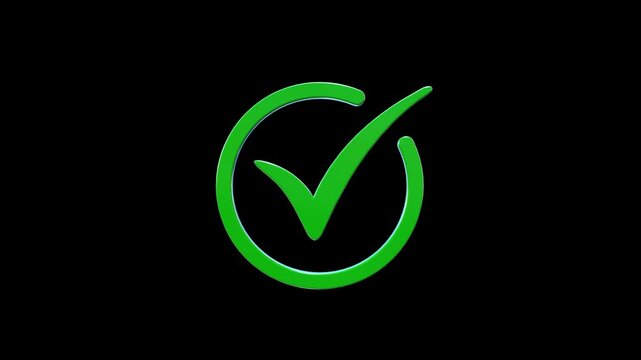 Green Check Mark Success Icon Animation | Transparent Background.
Clean and modern green check mark icon animation inside a circular shape, representing success, approval, confirmation, and completion