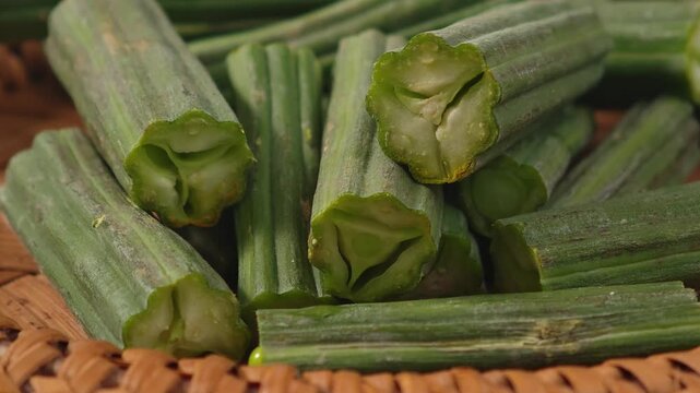 Fresh moringa in a basket.