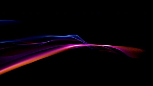 Abstract Colorful Glowing Wave on Black Background, Fluid Light Streaks Motion Animation with Alpha Channel, Seamless Loop 4K resolution