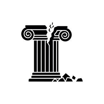 Broken ancient column black glyph icon.