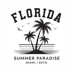 Obraz premium Florida Summer Paradise Miami Vintage Tropical T-Shirt Design 