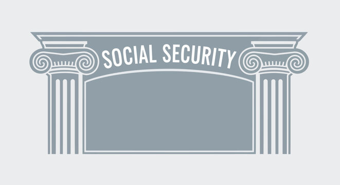 Vector illustration gray Social Security Archway with Blue Accents and Isolated White Background Flat
