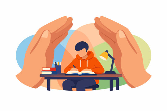 Education Insurance and Student Protection Concept Vector Illustration