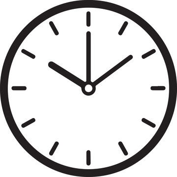 Analog clock showing the time at approximately 9:45 minutes past the hour silhouette vector icon