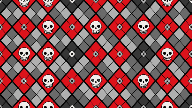 Geometric pattern of overlapping red and white diamonds