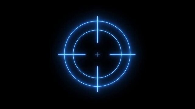 Glowing neon target icon animation. Military training , Military target icon animation .Crosshair, gun aim, sniper target, bullseye, hunting, target audience.4k black background icon animation