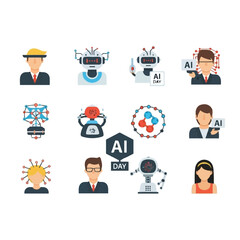Fototapeta premium Artificial Intelligence Technology Concepts Icons.