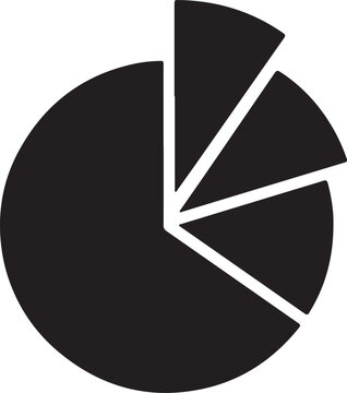 A pie chart with three segments showing different proportions of a whole. silhouette vector icon