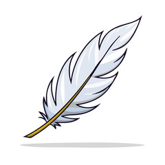 Fototapeta premium Elegant White Feather with Golden Quill Detail Floating Gracefully